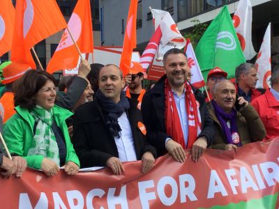 Luca Visentini & trade unions leaders march for a fairer Europe for workers 